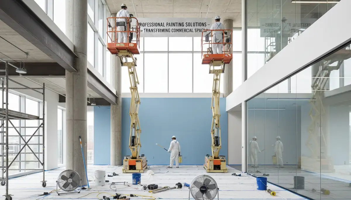 Dallas commercial painting crew applying durable coatings on a business property in Dallas, TX