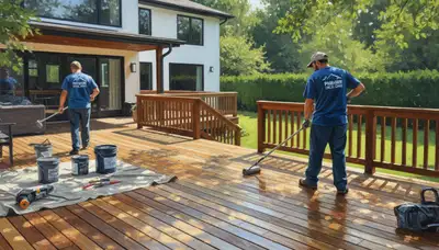 Dallas Paint Pros applies professional deck sealing in Dallas, TX to protect wood from sun and weather