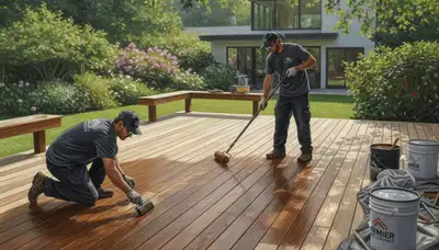 Deck staining service in Dallas, TX protecting outdoor wood from sun and weather damage