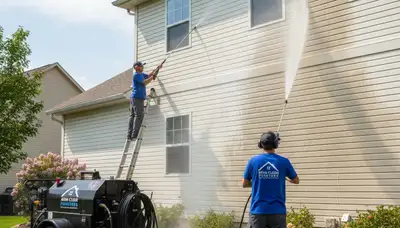 Vinyl siding pressure cleaning in Dallas, TX removes mold, mildew, and grime from a home exterior