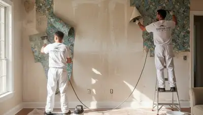 Dallas, TX wallpaper removal service preparing walls for a smooth paint-ready finish