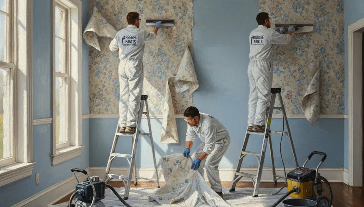 Dallas, TX painter removing wallpaper and preparing walls for a smooth new finish