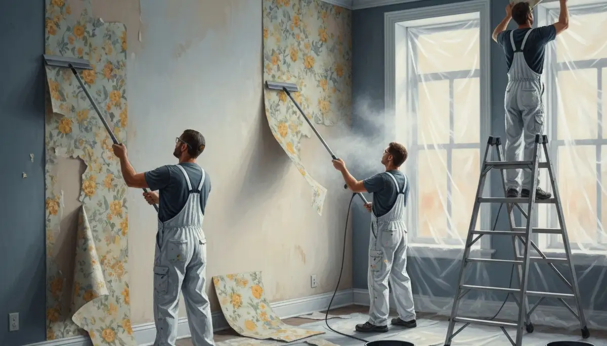 Dallas, TX wallpaper removal service prepping walls for a smooth paint finish
